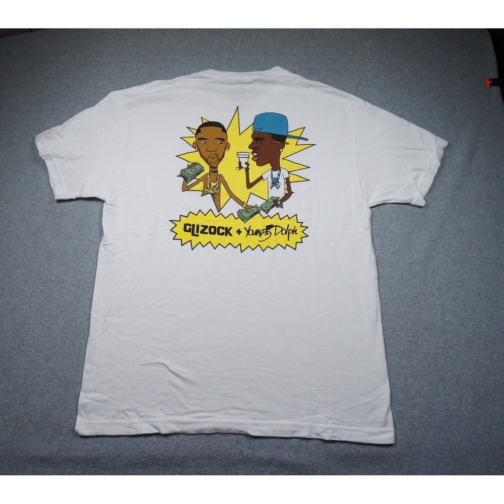 Young Dolph Shirt Mens Large White Glizock Rap Tee Hip Hip Dum & Dummer OFFICIAL